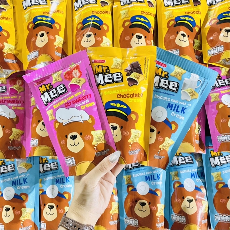 [出清] 泰國 Mr.Mee 小蜜熊餅乾 草莓口味 牛奶口味 巧克力口味 小熊餅乾 夾心餅 餅乾 零食 小熊夾心餅乾