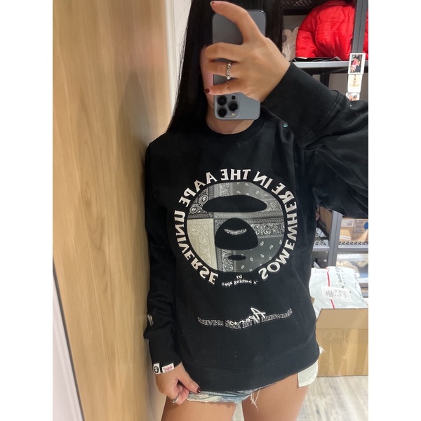 xsPC AAPE by a bathing ape 變形蟲拼布猿人頭衛衣 M xL現貨