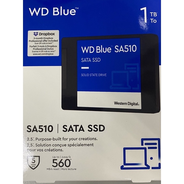 全新現貨出清WD（藍標） SATA SSD 1TB 2.5吋 SA510固態硬碟