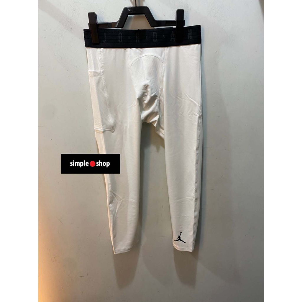 【Simple Shop】NIKE JORDAN 3/4 束褲 籃球 七分束褲 健身 緊身褲 白色 DX3140-100