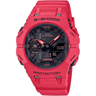 ∣聊聊可議∣CASIO 卡西歐 G-SHOCK 藍牙連線 碳纖維核心防護雙顯手錶-火焰紅 GA-B001-4A