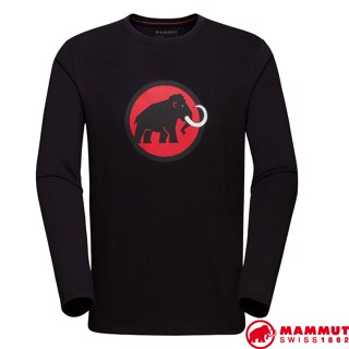 【MAMMUT 長毛象】男 Classic 輕量有機 棉圓領長袖休閒衫.T恤.運動上衣_黑/辛辣紅_00871