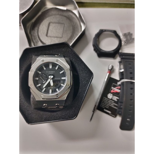 CASIO】農家橡樹 G-SHOCK GA-2100-1ADR 不鏽鋼六代AP錶款改裝完成品 極新