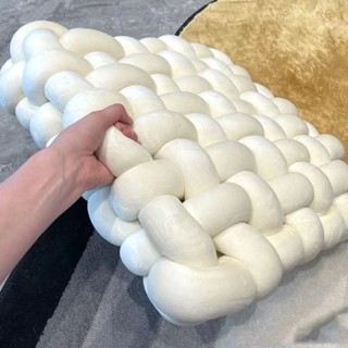 A臺灣熱銷-編織坐墊 抱枕 北歐純手工抱枕 泡麵坐墊 ins風泡麵坐墊抱枕方形手工編織椅墊沙發靠墊腰靠坐墊A