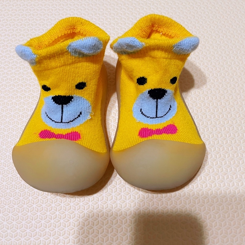 韓國BigToes幼兒襪型學步鞋-變色龍系列黃色小熊 M號