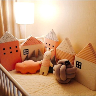 ins北歐可愛小房子床圍 兒童床軟包防撞護欄 寶寶防撞頭保護安全靠墊 卡通家居