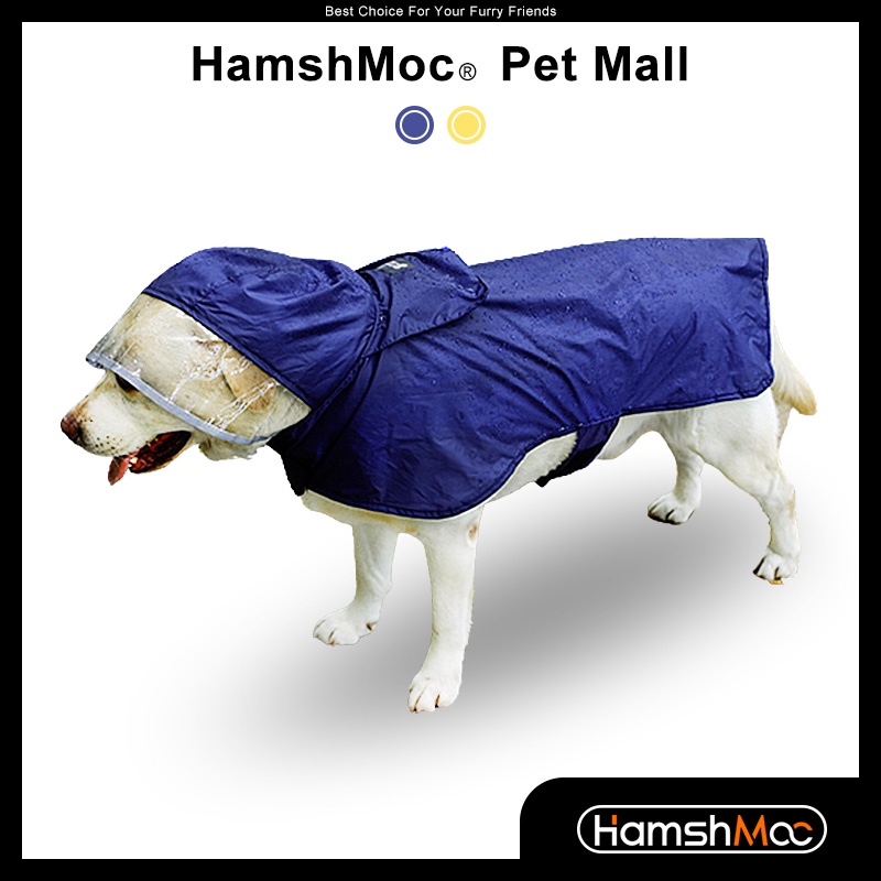 HamshMoc 反光寵物雨衣 輕量狗雨衣 便攜 帶牽繩孔 帶帽子 防水 透氣 狗狗斗篷雨衣 狗雨披【現貨速發】