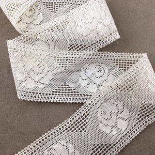 【Crystal Rose緞帶】純棉寬版蕾絲帶自然米色/玫瑰/85mm