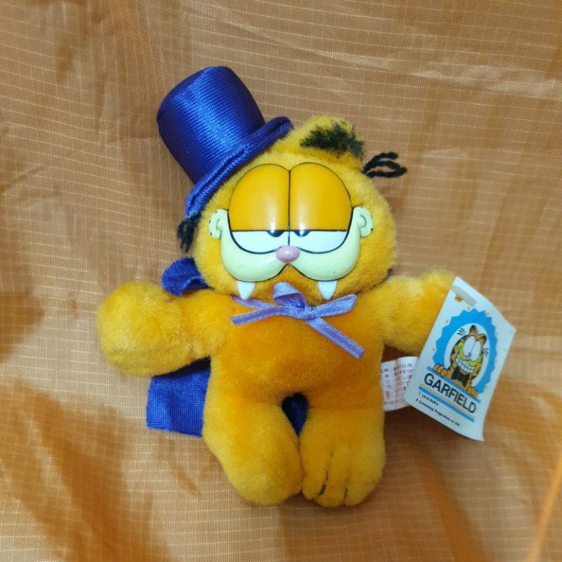 9- 1978年 加菲貓 魔術師 惡魔 牙齒  紫色系 garfield  塑膠片五官 娃娃 玩偶 布偶 精緻 鑰匙圈