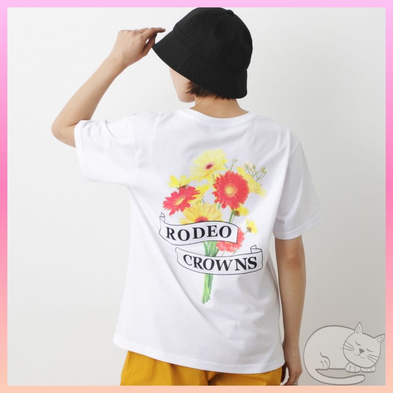 RODEO CROWNS RIBBON FLOWER T-shirt White