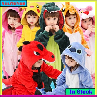 新款冬季恐龍睡衣兒童 Kigurumi 動物睡衣兒童縫線獨角獸連體衣男孩女孩睡衣連身褲