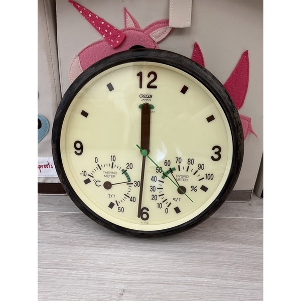 《二手》CRECER 日本製 時鐘 溫‧溼度計(直徑25.5cm)