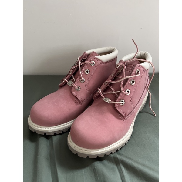 全新 Timberland 粉色 女鞋 麂皮短筒靴 美國購入 8號-附刷子