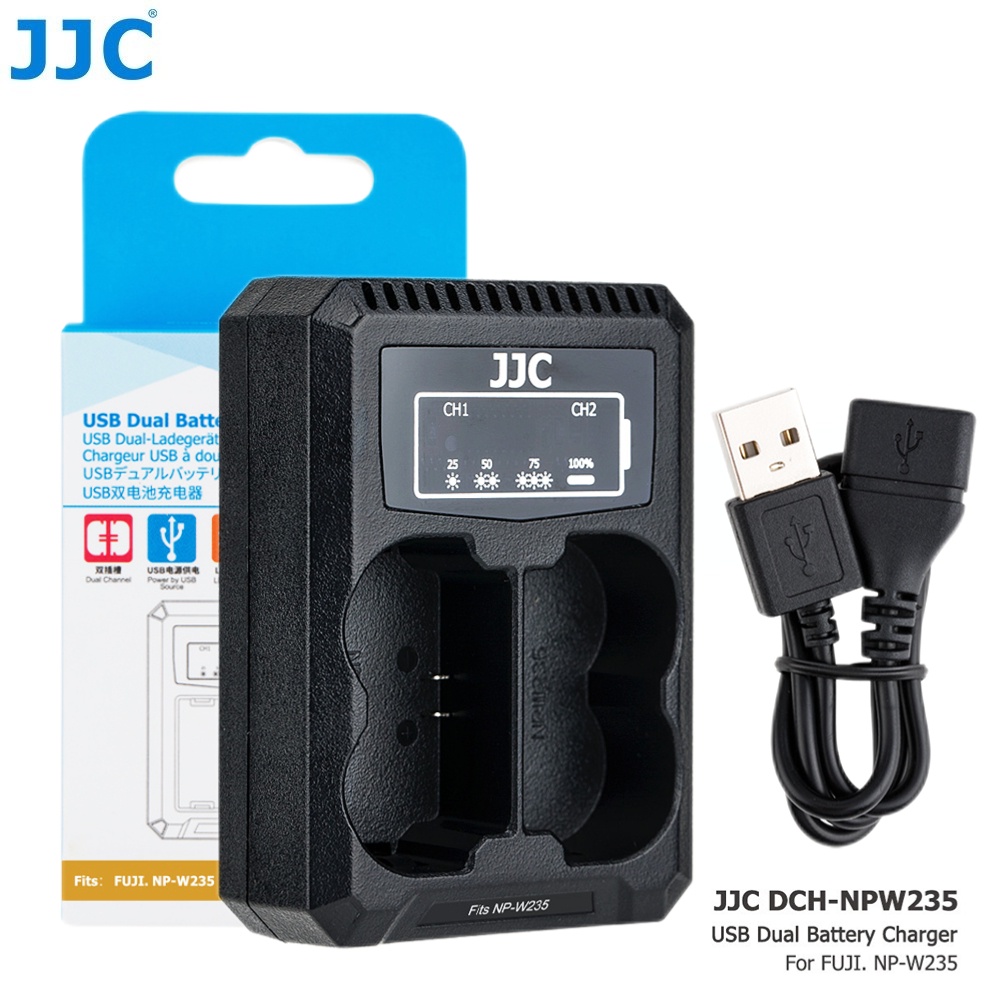 JJC NP-W235電池USB充電器 富士相機 XS20 XT5 XT4 XH2 S GFX 100S 50S II