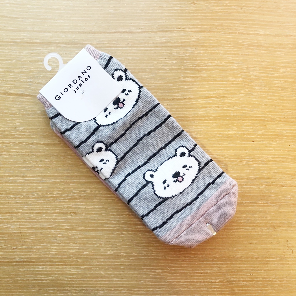 《DIORDANO-襪子-2雙》DIORDANO/襪子/短襪/熊/台灣製造/粉色/灰色