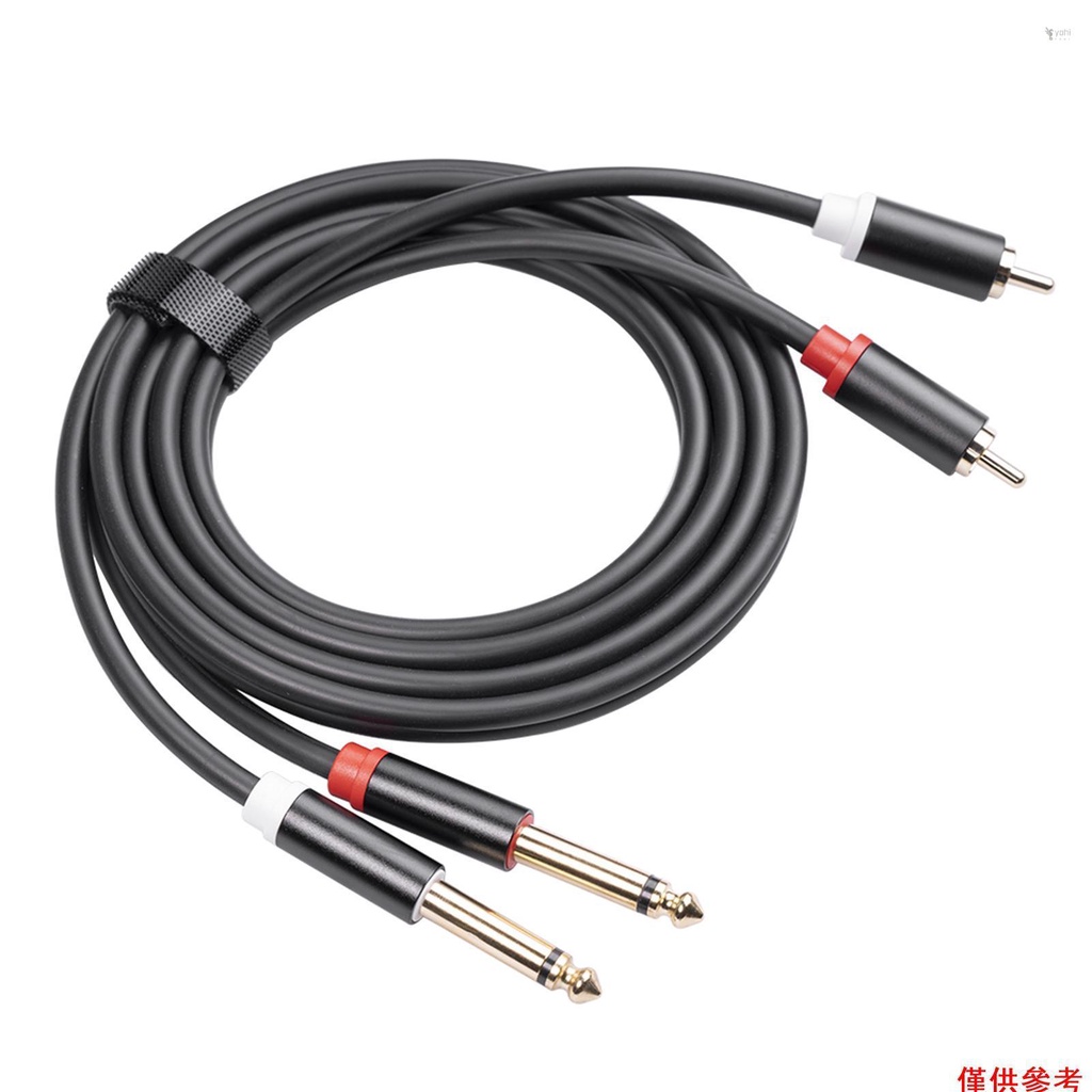 Yohi 雙 1 / 4 '' TS 至雙 RCA 音頻互連電纜 2 × 6.35mm 公頭 TS 至 2 RCA 公適
