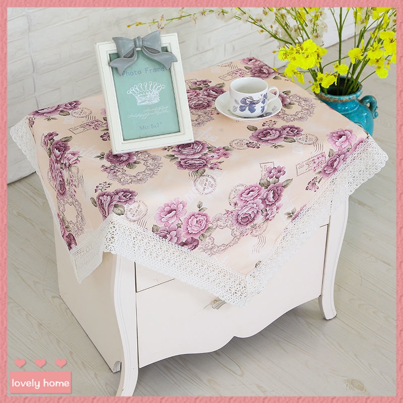 【Lovely home】隨機一對裝2個田園歐式床頭櫃蓋巾桌佈多用巾微波爐飲水機蓋佈