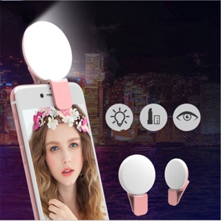 SAMSUNG Mini Q Selfie 環形燈便攜式閃光燈 LED USB 夾手機夜間攝影補光燈適用於 iPhone