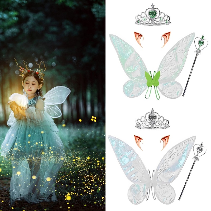 Han 仙女服裝牙齒仙女服裝角色扮演化妝舞會配件精靈耳朵仙女魔杖仙女翅膀公主皇冠