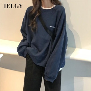 IELGY 韓國字母寬鬆長袖毛衣女