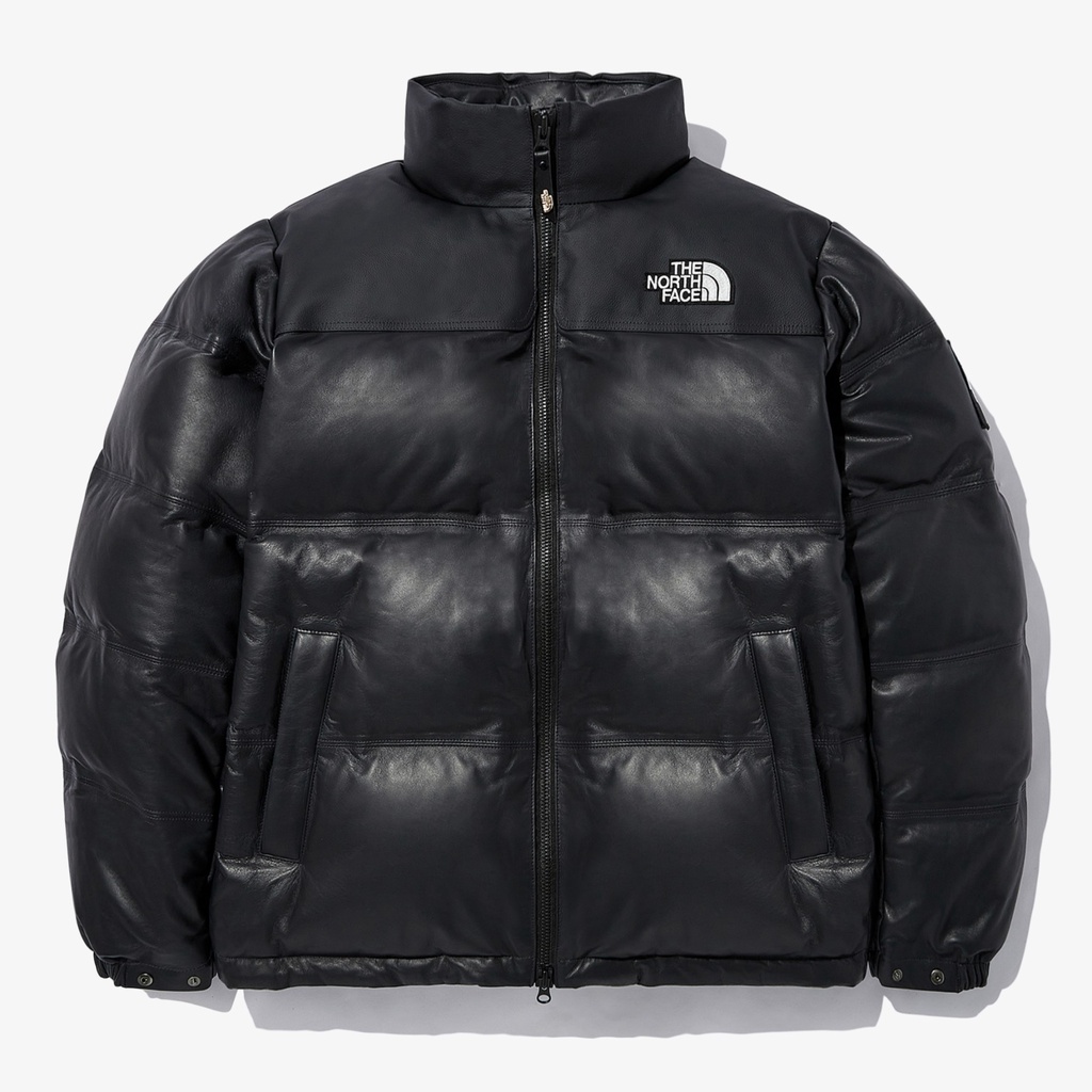 【吉米.tw】韓國代購 THE NORTH FACE 白標 ECO LEATHER NUPTSE 皮革外套 黑 OCT