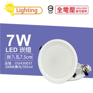 [喜萬年] OU CHYI歐奇照明 TK-AE001 LED 7W 3000K 黃光 7.5cm 崁燈_OU430037