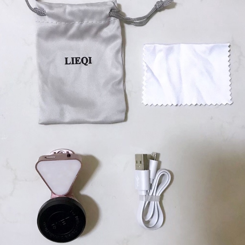 【近全新 快速出貨】LIEQI LQ-035P 廣角+微距+補光燈 三合一手機夾式鏡頭 粉色 附拭鏡布/防塵袋/充電線