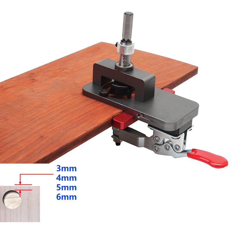 木工鑽孔導向定位器 35mm 鉸鏈鑽孔夾具帶夾具鋁開孔器模板可調節 3/4/5/6mm 孔距