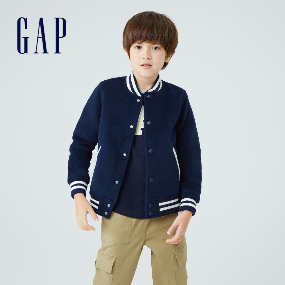 Gap 男童裝 羊毛混紡棒球外套-藏藍色(428484)