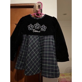 幼兒絨布黑色格紋小禮服（尺寸5）