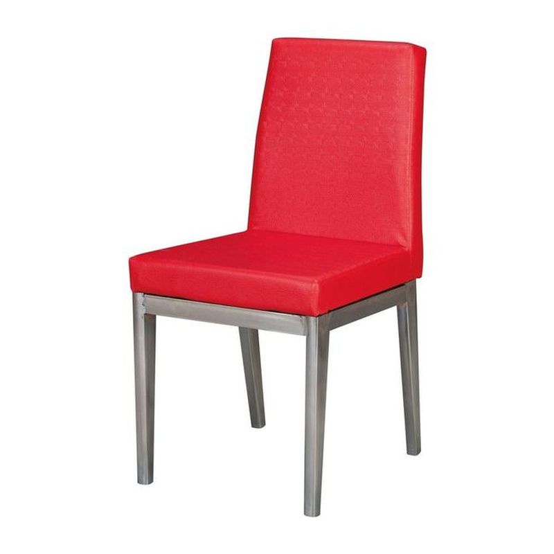 【PA1955-19】亞力電鍍餐椅(編織紅紋皮)(桃園以南請詢運費)