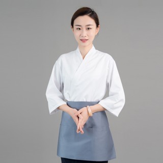 【苗苗】【浩萌日式料理服1】工廠直銷日式料理酒店工作服韓國餐飲藍色廚師服七分袖素色壽司服.太原紫栓