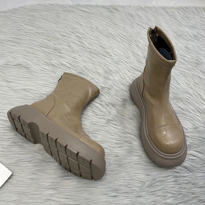 短筒靴子女鞋2022年秋季新款小眾設計爆款馬丁靴鬆糕厚底瘦瘦短靴