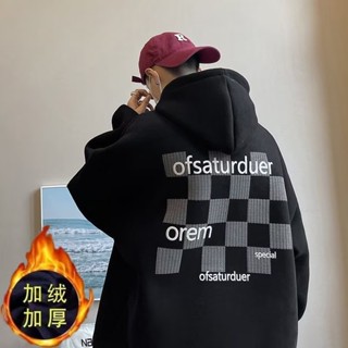 (多款可選)冬季連帽刷毛印花大學T 大尺碼 長袖帽T 刷毛帽t 連帽衛衣 帽T 大學T 男生內刷毛長袖上衣（XW777）