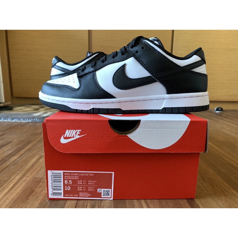 NIKE DUNK LOW RETRO 黑白 熊貓 全新 US8.5 9.5 DD1391-100