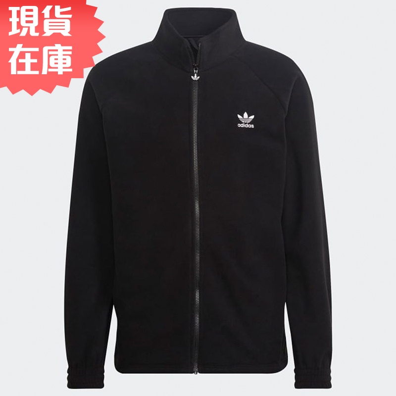 Adidas 男裝 立領外套 毛絨 三葉草 黑【運動世界】HK7295