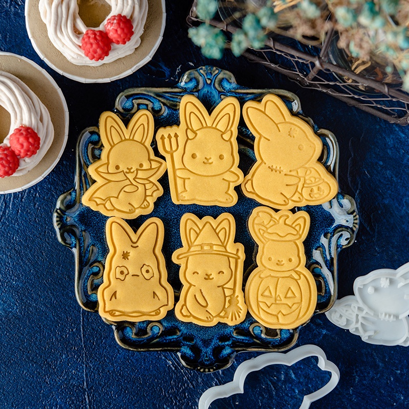 萬聖節小兔子餅乾模具 可愛動物翻糖曲奇壓模節日親子DIY烘焙工具