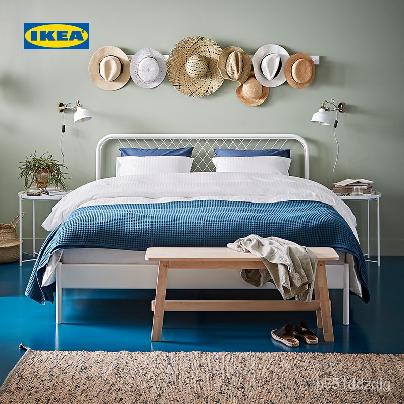 【工廠現貨 免稅】IKEA宜傢NESTTUN奈斯頓歐式鐵藝床雙人床鐵床現代簡約傢居床架雙人床 大床 IOIP