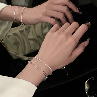 韓國ins時尚銀色滿天星鏤空方形手鍊女學生禮物