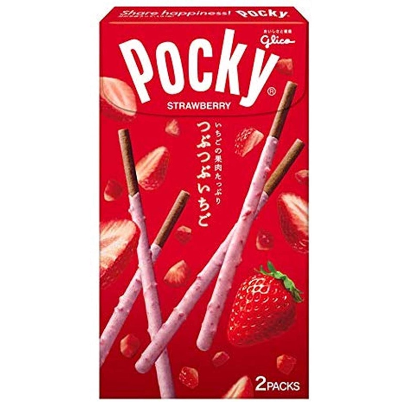 Glico 格力高 Pocky Crunchy Strawberry 草莓粒粒 2 包 x 10 盒 日本零食 日本直郵