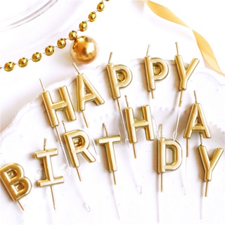 蛋糕裝飾金色銀色Birthday字母生日快樂蛋糕蠟燭派對甜品臺裝扮