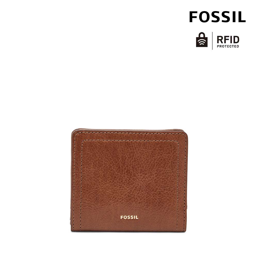 【FOSSIL 官方旗艦館】Logan 真皮RFID防盜短夾-咖啡色 SL7829200