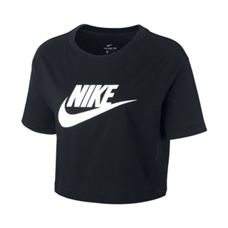 Nike AS NSW TEE ESSNTL CRP ICN FT女 黑 LOGO 短版 休閒 短袖BV6176-010