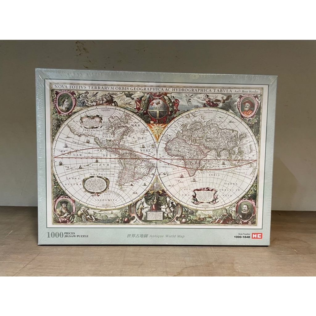 1000片拼圖-Antique World Map 世界古地圖-1000片夜光拼圖-不消色《1000-184D》