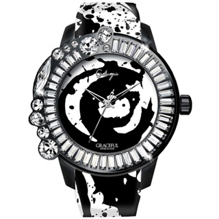 【聊聊甜甜價】Galtiscopio迦堤 華藝綽約系列 潑墨 時尚腕錶 / 49mm / GFBS001INK