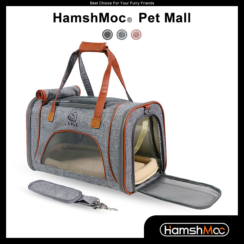 HamshMoc 大容量貓咪外出包 透氣寵物提袋 可摺疊貓包 舒適 便攜手提斜背包 寵物提籠 溜貓袋【現貨速發】