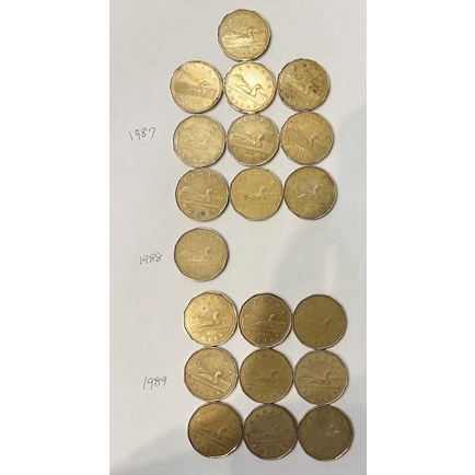 加拿大硬幣1987年1988年1989年1元女王頭像品相優稀少，二手特價