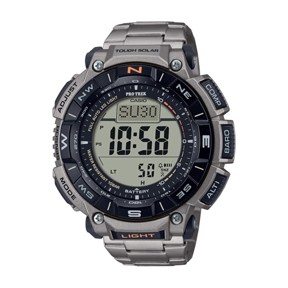 【CASIO】PROTREK PRG-340T-7  太陽能登山錶系列/鈦金屬鍊帶/51mm/公司貨【第一鐘錶】