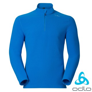 【ODLO】男 半門襟長袖保暖刷毛休閒衫/彈性中層衣.長袖排汗衣.刷毛T恤 鈷藍 222012