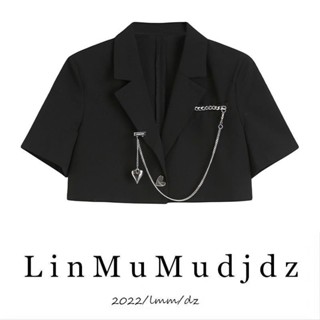 觀霧2022新款設計感小眾短袖西裝外套女夏季薄款短款氣質休閒西服上衣韓版鞦鼕內搭短洋裝收腰長袖洋裝顯瘦泡泡袖連身裙